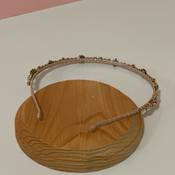 Pink and White Rhinestone Wire Headband - Picture 2 of 5